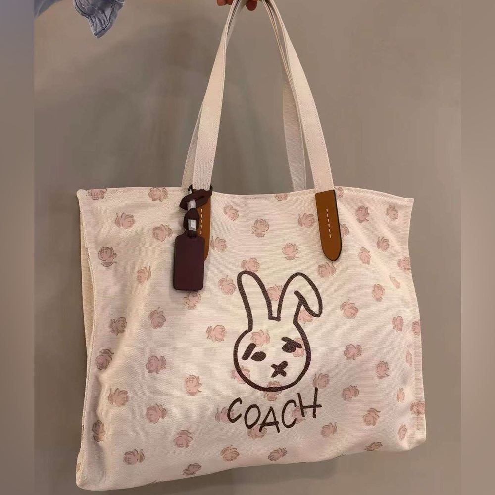 NWT COACH Bunny Graphic Canvas Tote 42